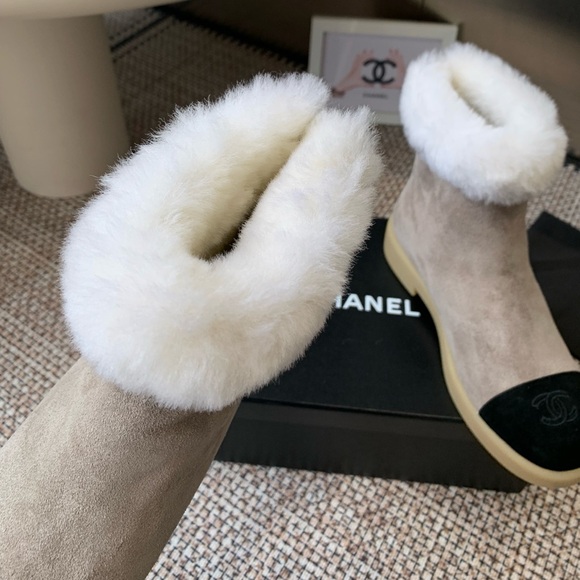 Chanel Color Blocked Plush Ankle Boots - Picture 9 of 9